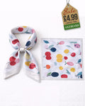 Cherry Satin Scarf - White
