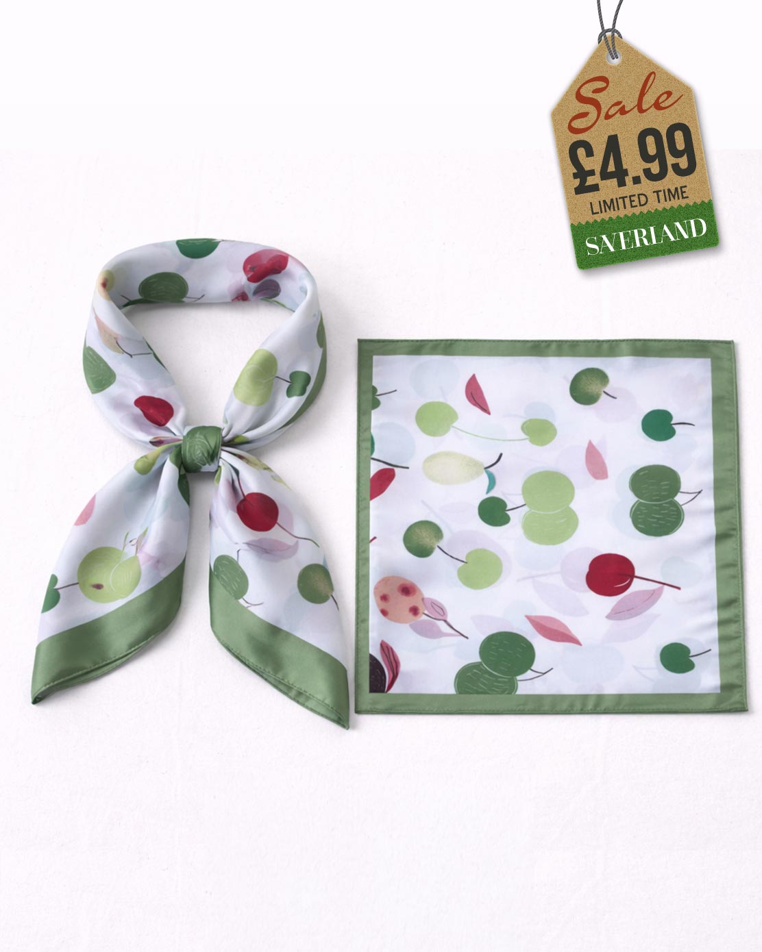 Cherry Satin Scarf - Green