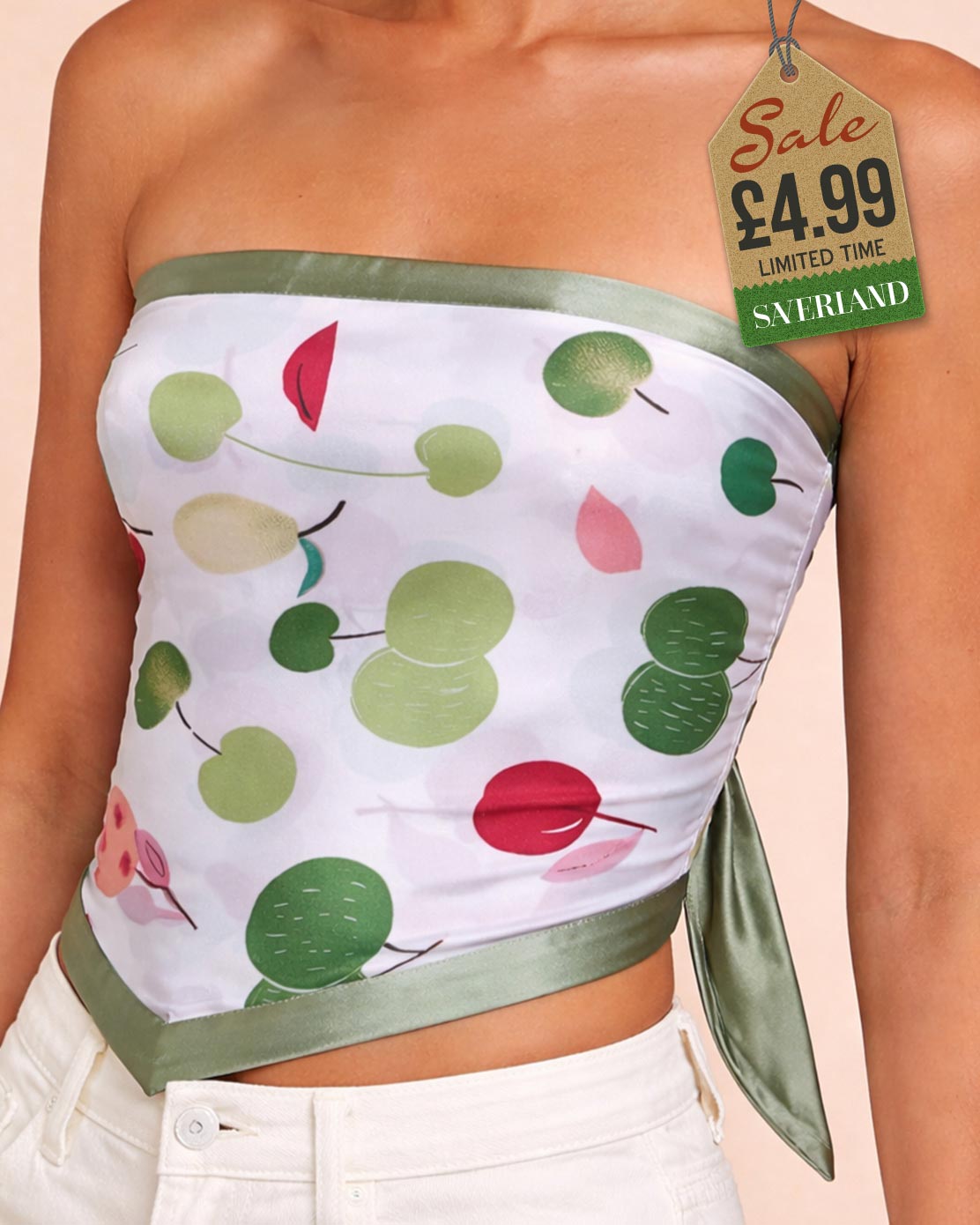 Cherry Satin Scarf - Green