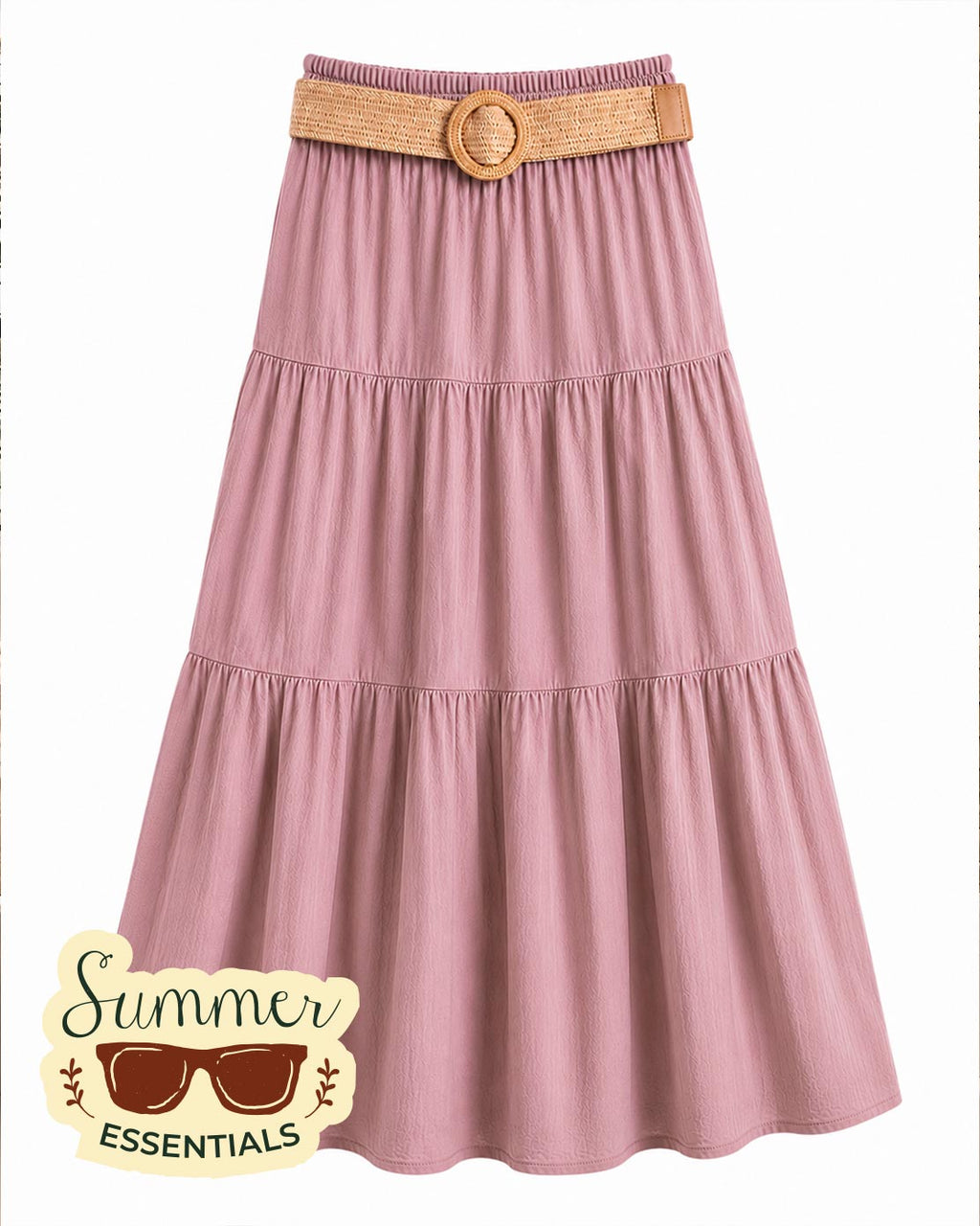 Tiered Maxi Skirt – Dusty Pink