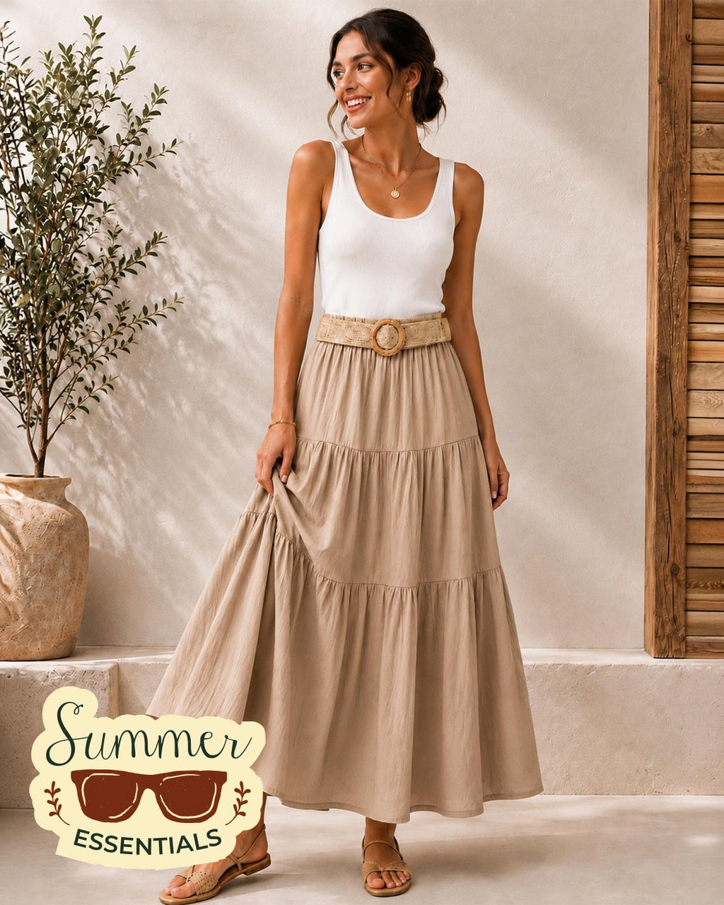 Tiered Maxi Skirt – Fawn