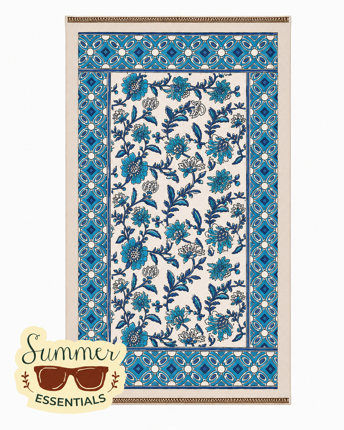 Floral Cotton Sarong – Blue