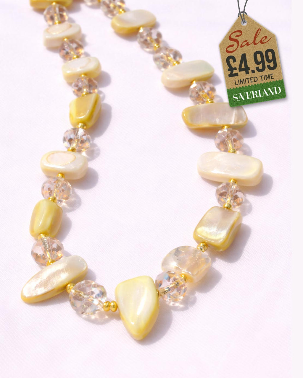 Yellow Tone Shell Beads Necklace