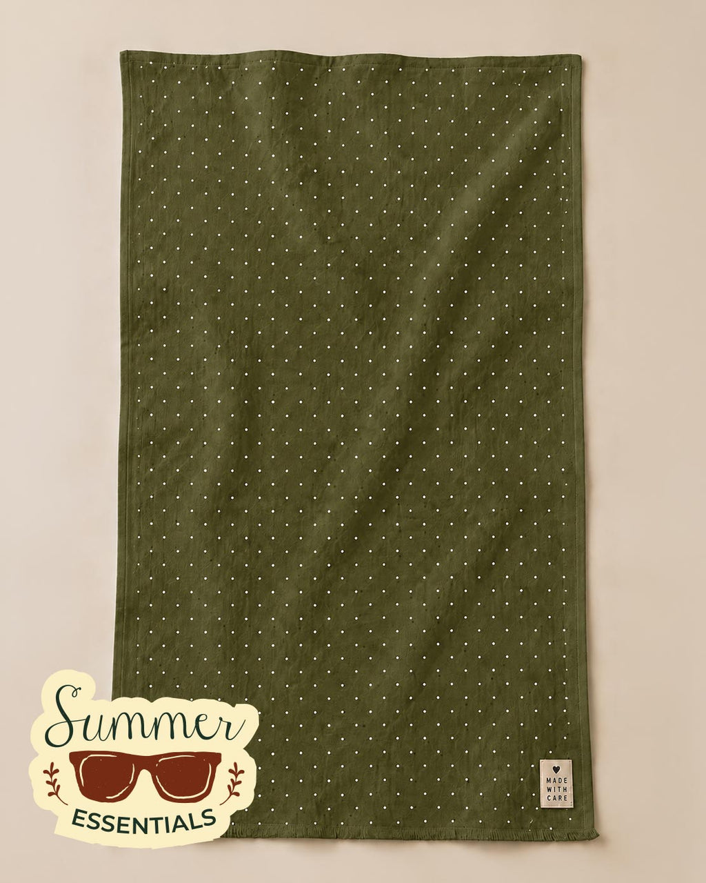 Coastal Dots Cotton Sarong – Olive Green
