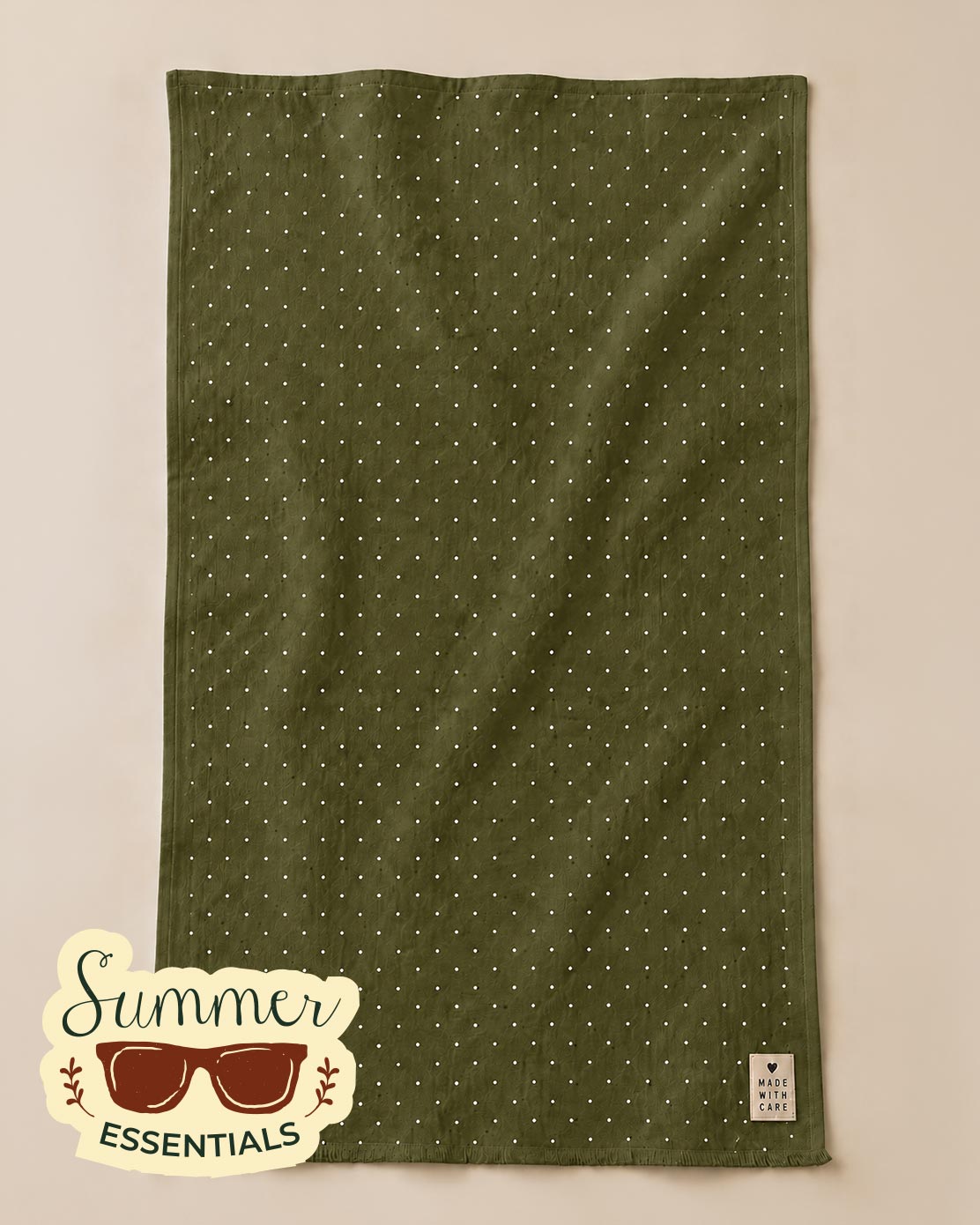 Coastal Dots Cotton Sarong – Olive Green