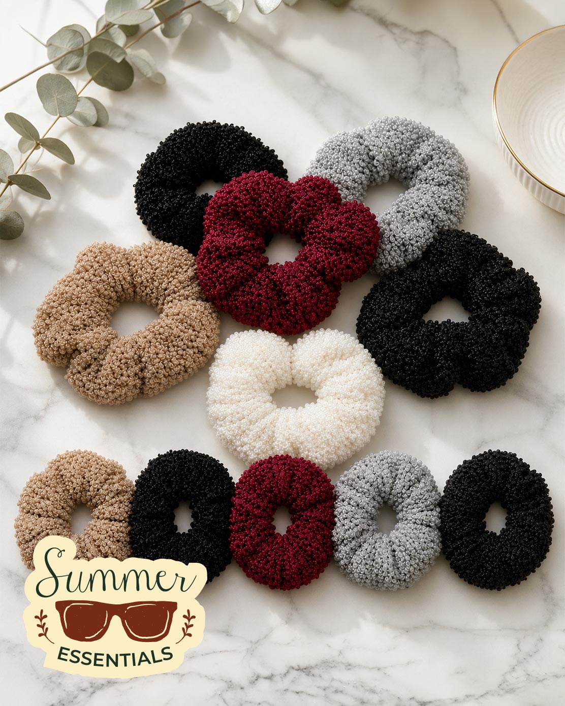 Textured Wrinkled Hair Scrunchies