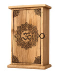 Hand-Carved Wooden Om Mandala Box with Engraved Detail