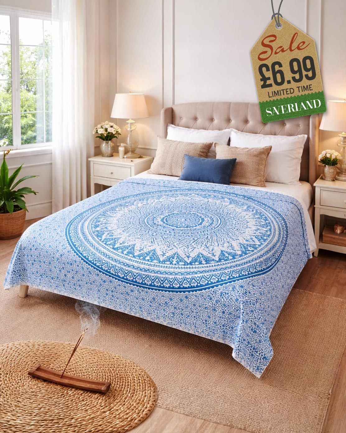 Mandala Lucky Elephant Throws - Blue