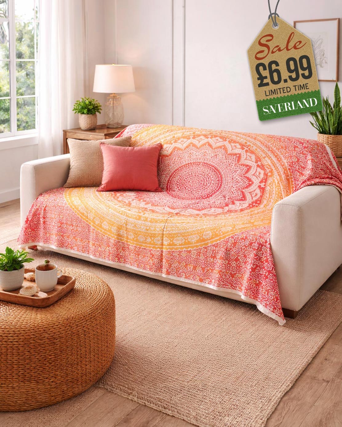 Mandala Lucky Elephant Throws - Red