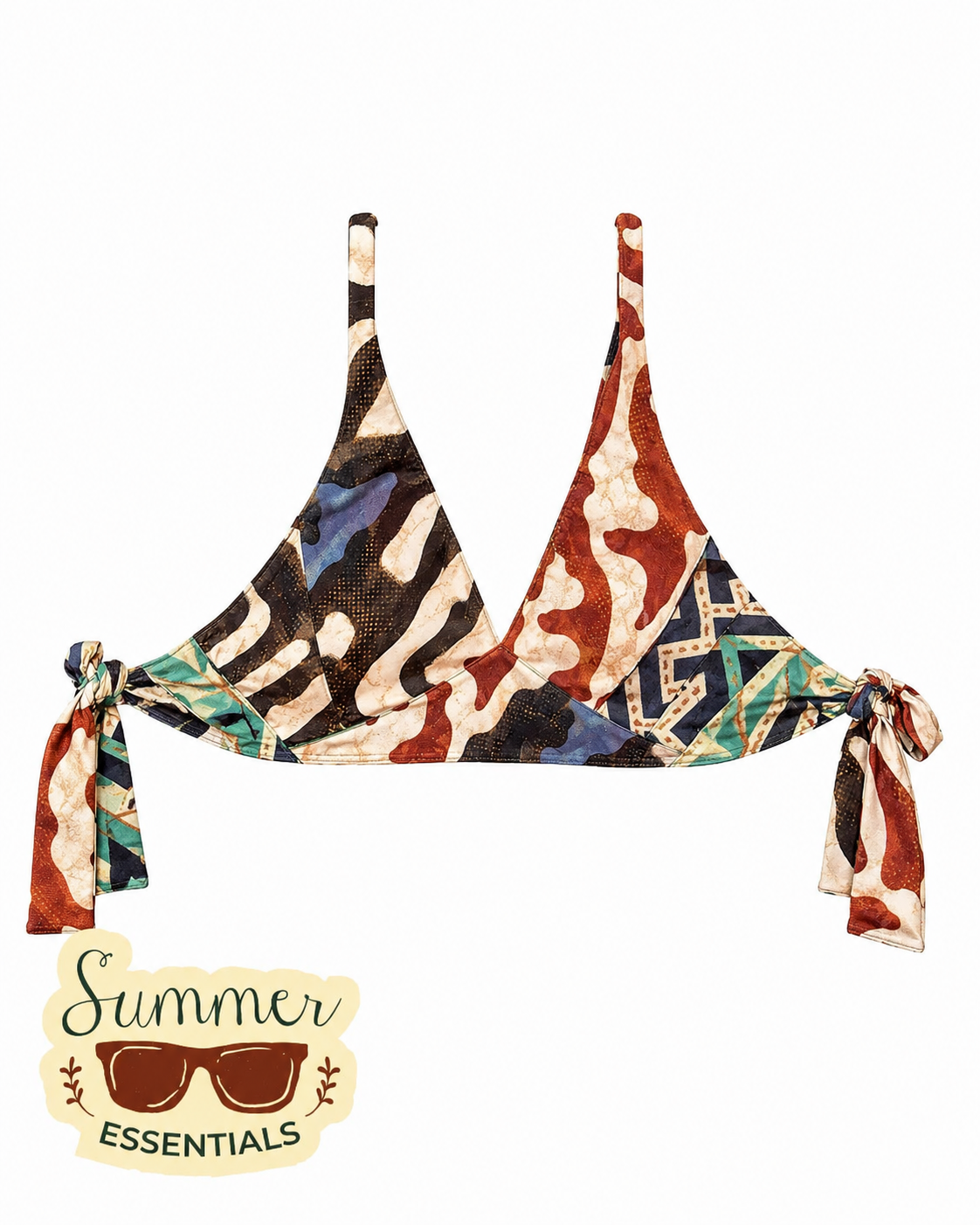 Multicolour Print Tie Side Crop Top