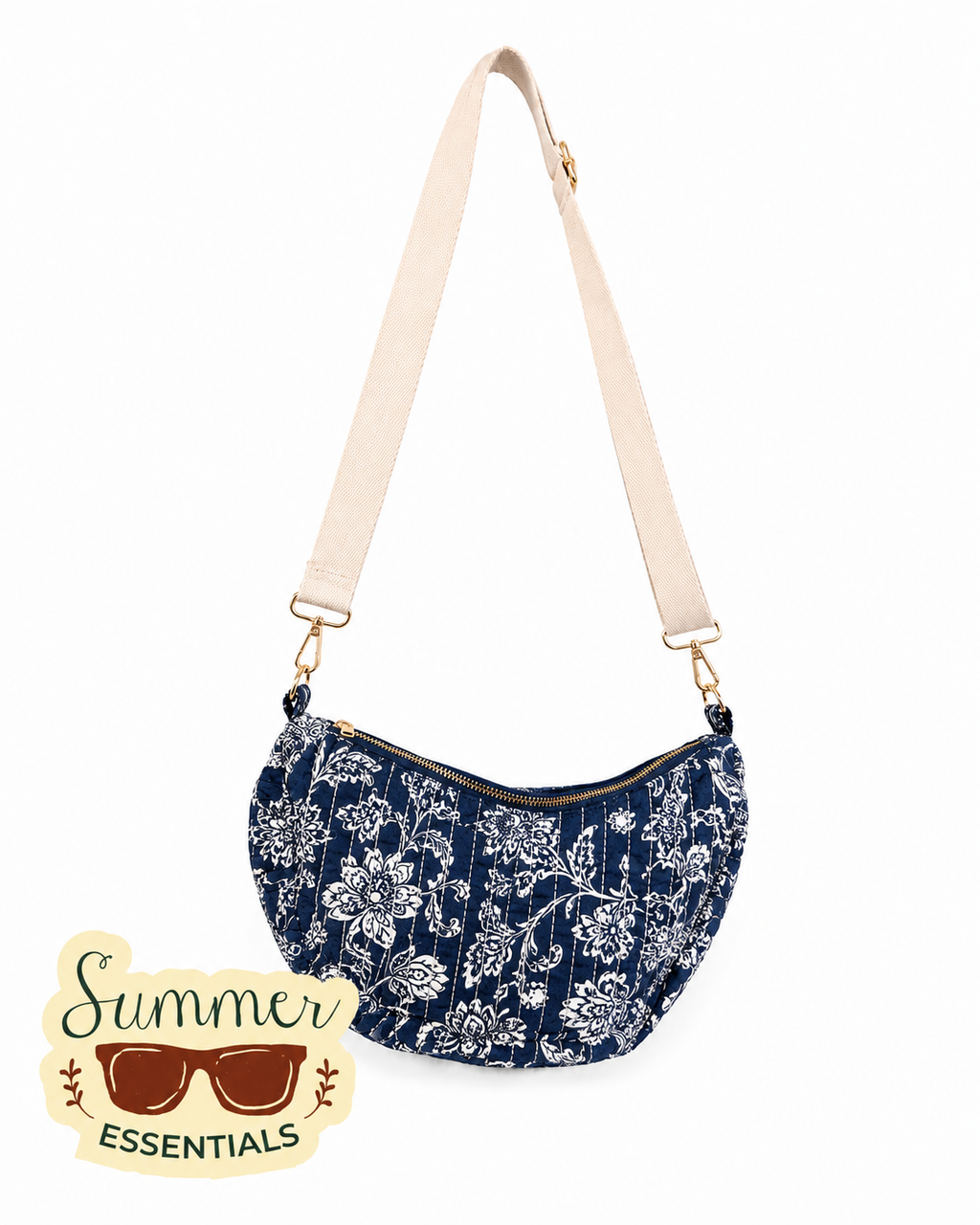Navy Blue Paisley Crossbody Bag