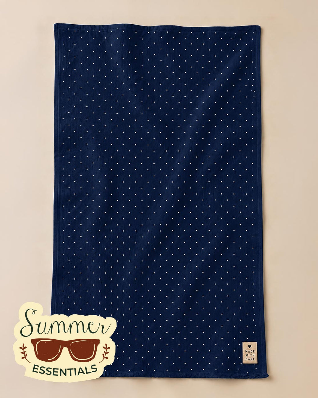 Coastal Dots Cotton Sarong – Navy Blue