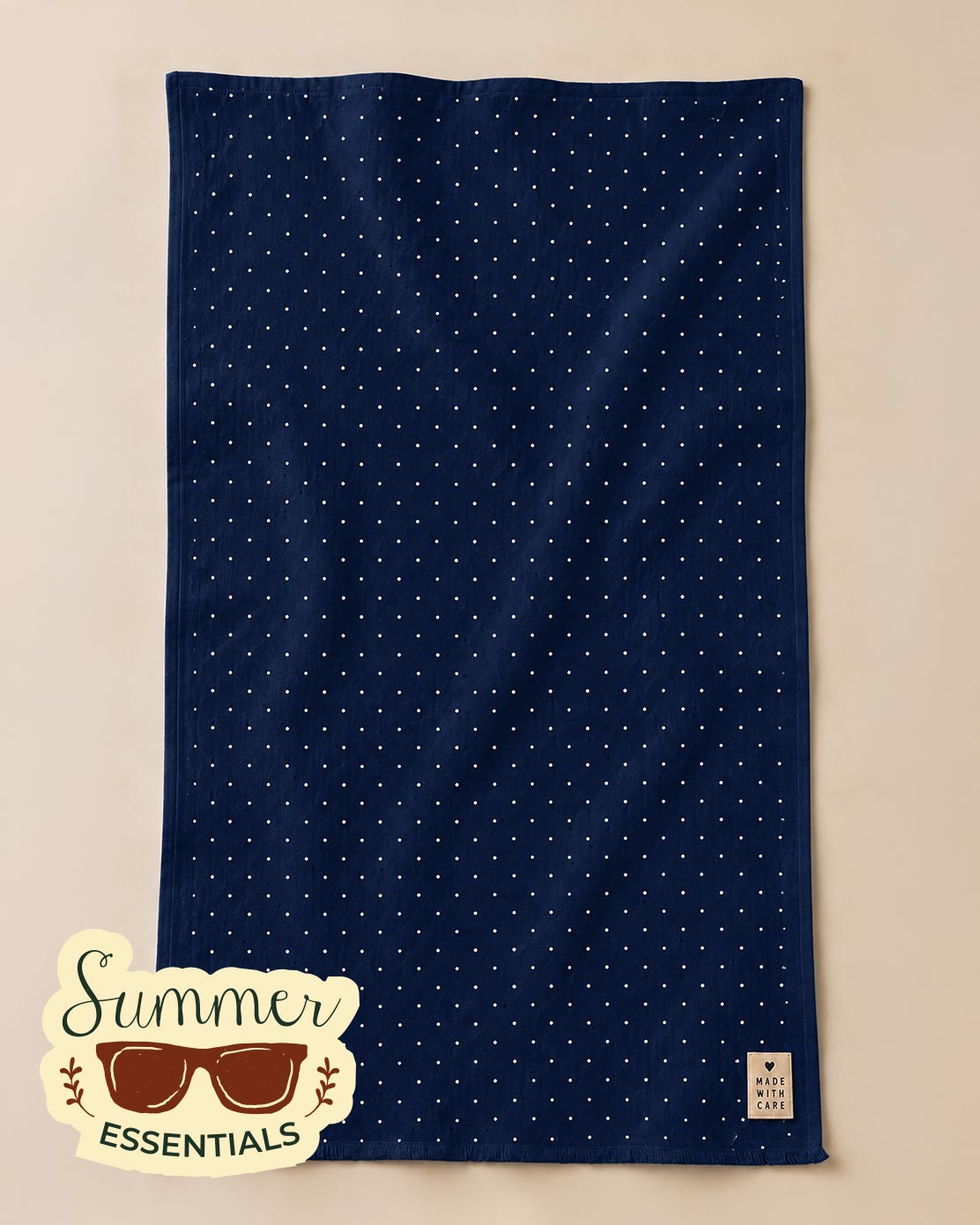 Coastal Dots Cotton Sarong – Navy Blue