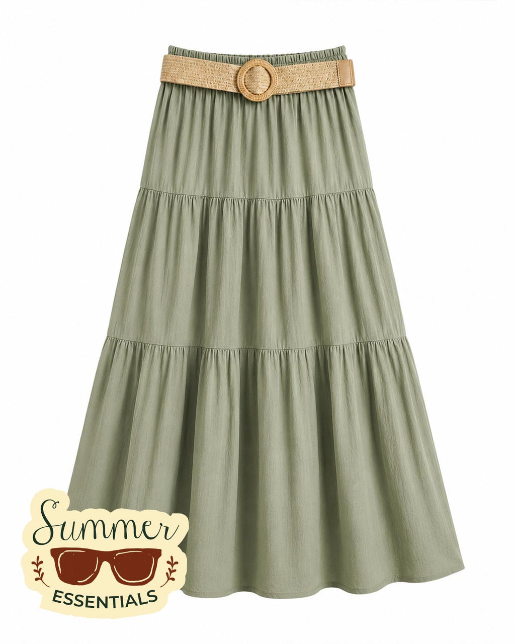 Tiered Maxi Skirt – Olive Green