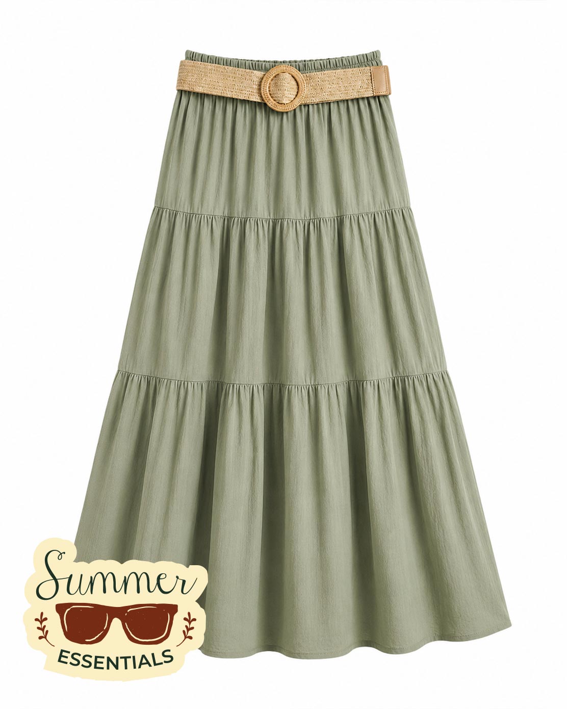 Tiered Maxi Skirt – Olive Green