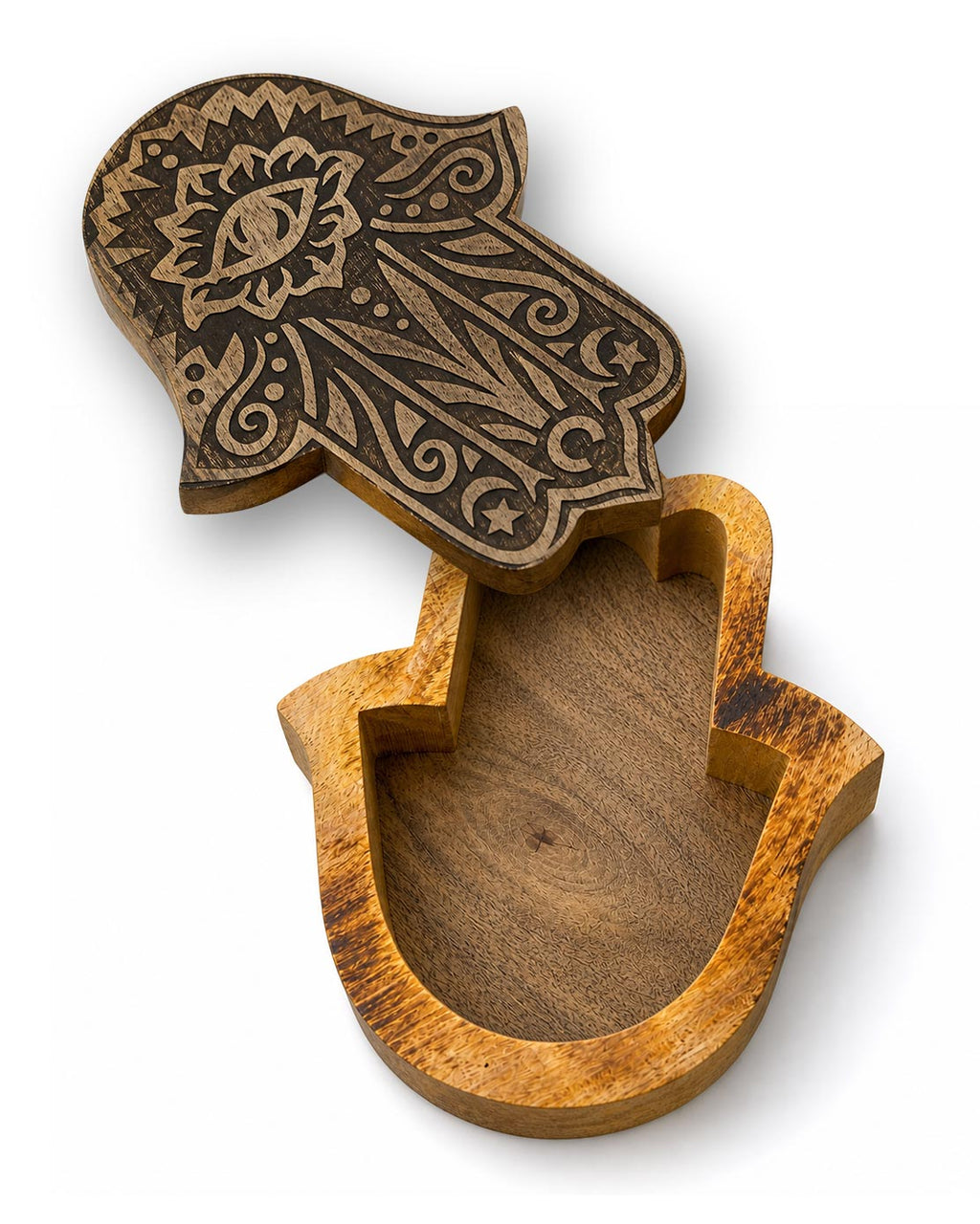 Hand-Carved Hamsa Wooden Box – Decorative Storage