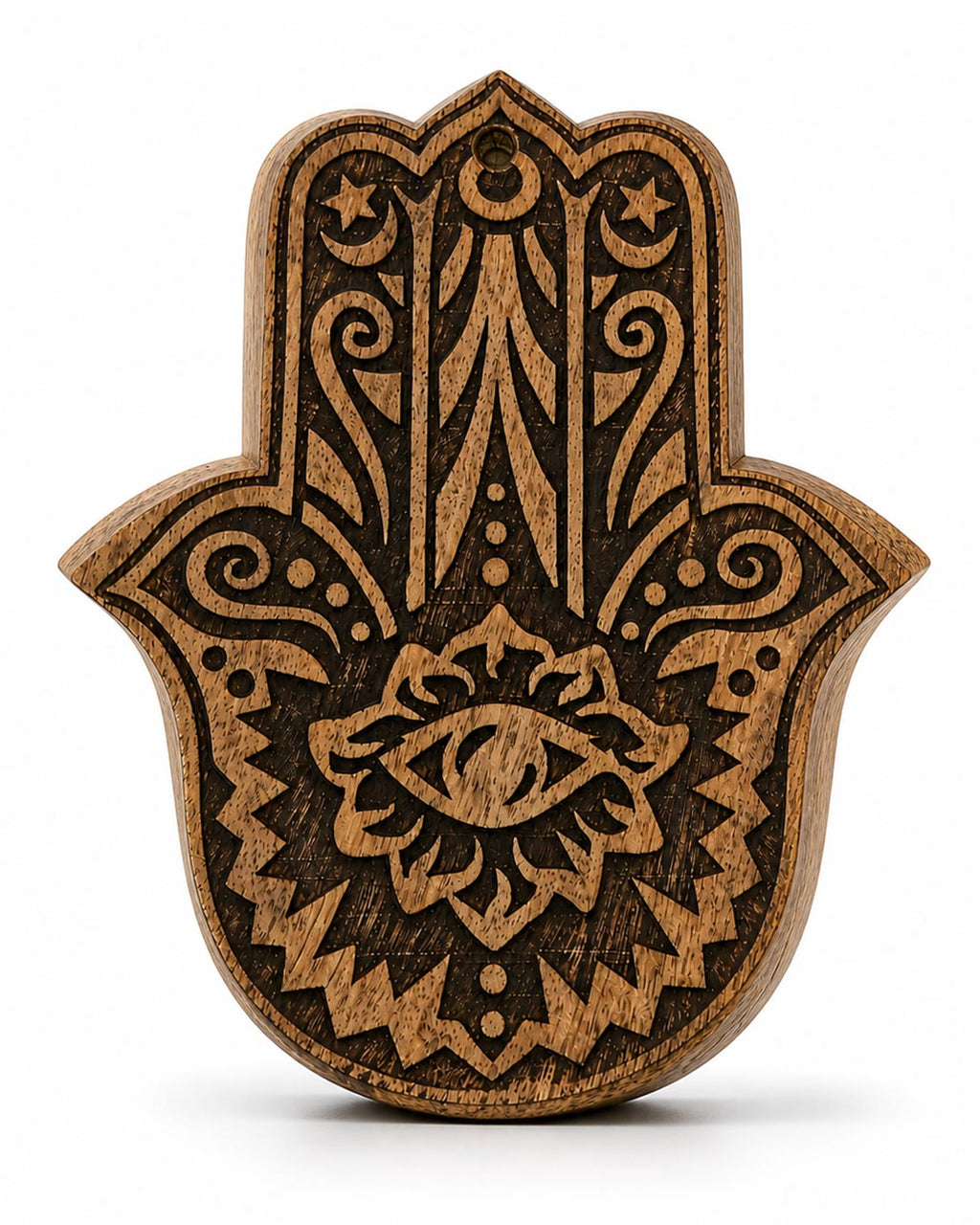 Hand-Carved Hamsa Wooden Box – Decorative Storage