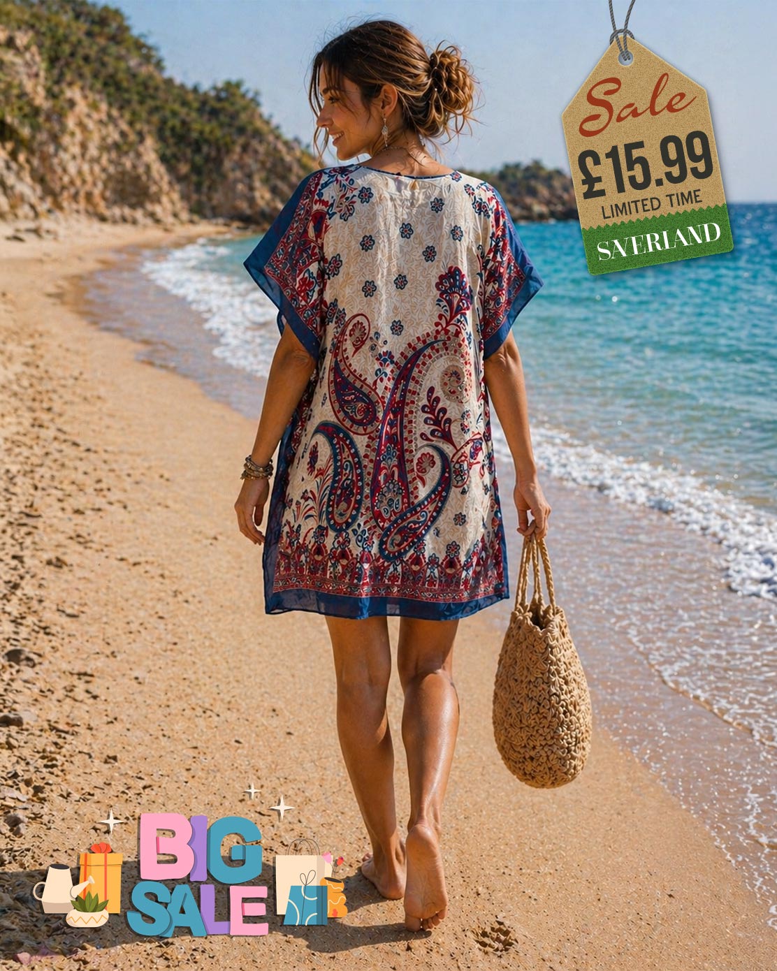 Boho Paisley Print Beach Cover-Up