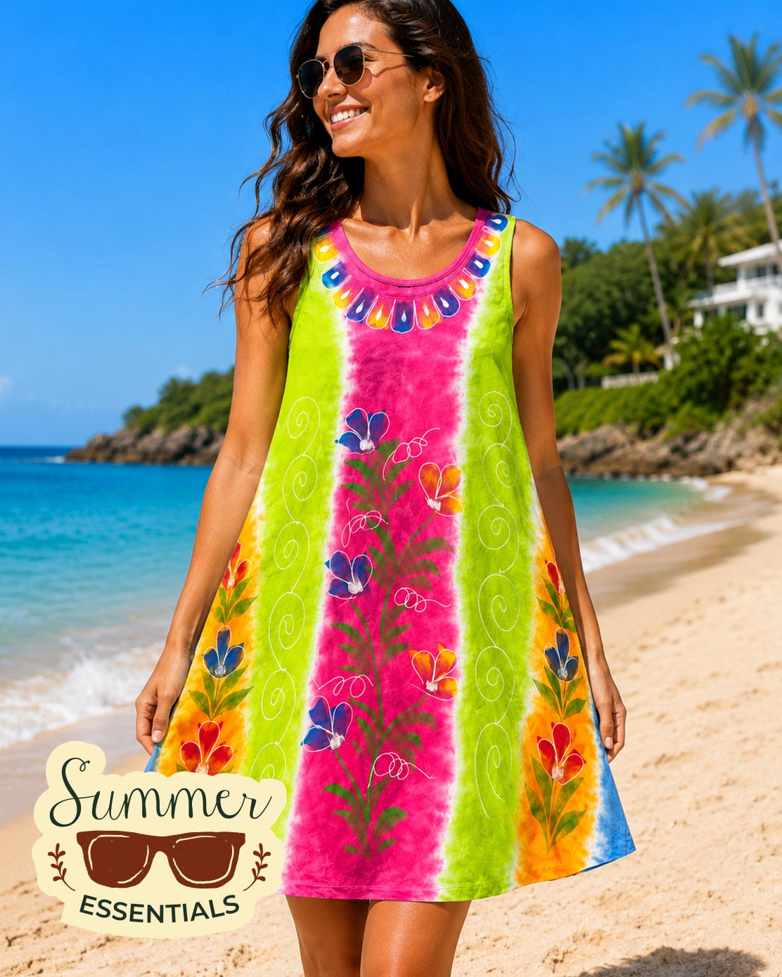 Sunset Bloom Short Dress – Multicolour