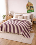 Plum & White Stripe Throw
