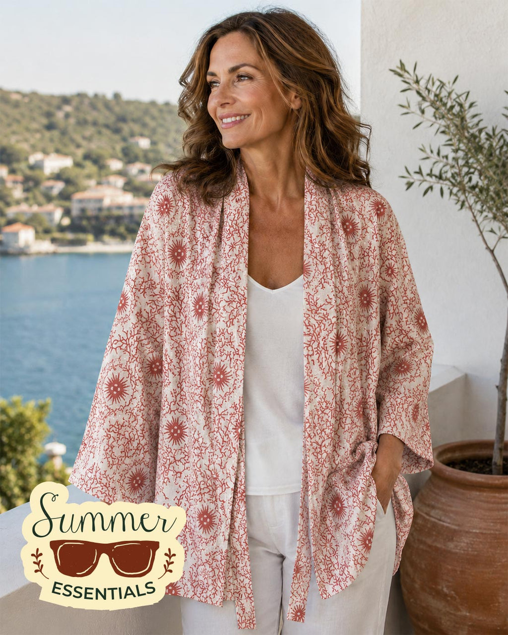 Red Floral Cotton Kimono