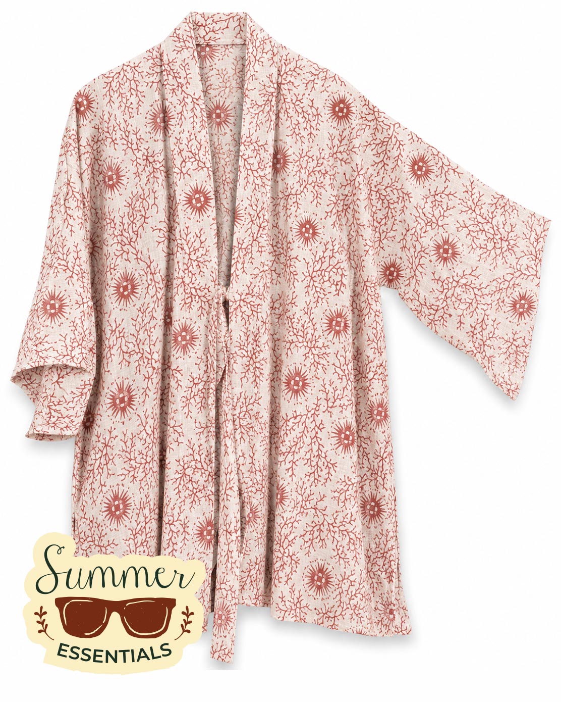 Red Floral Cotton Kimono