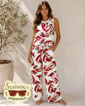 Floral Sleeveless 2 Piece Set XL - Red