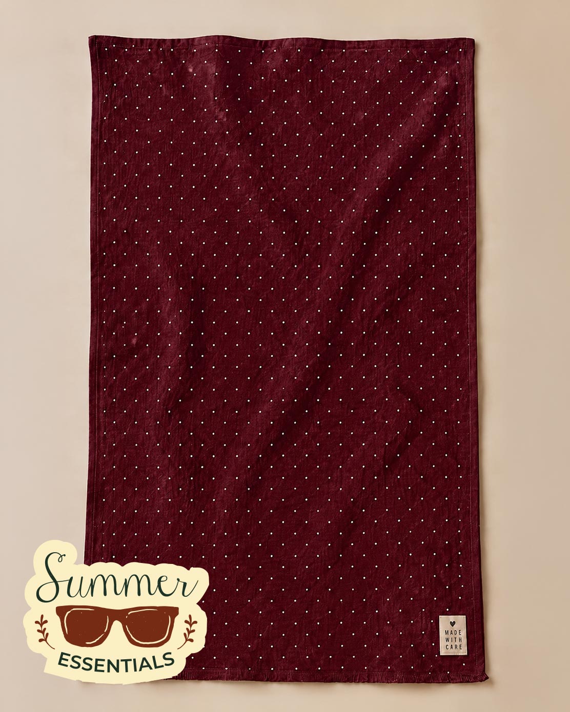 Coastal Dots Cotton Sarong – Deep Red
