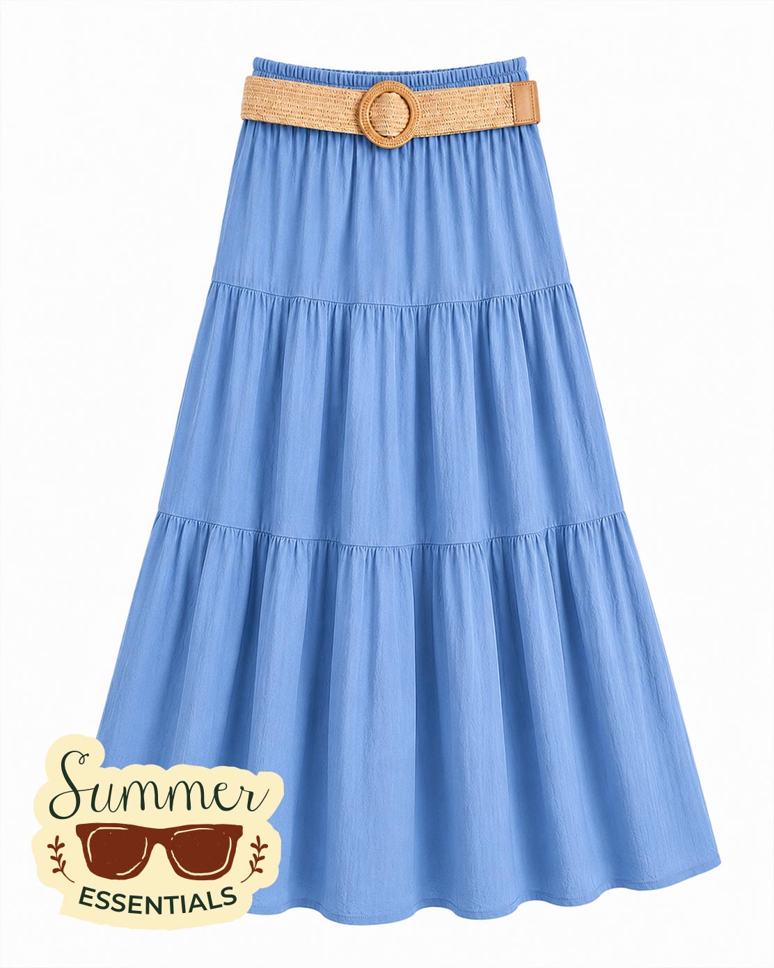 Tiered Maxi Skirt – Sky Blue