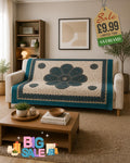 Teal & White Mandala Floral Throw – 230cm x 135cm