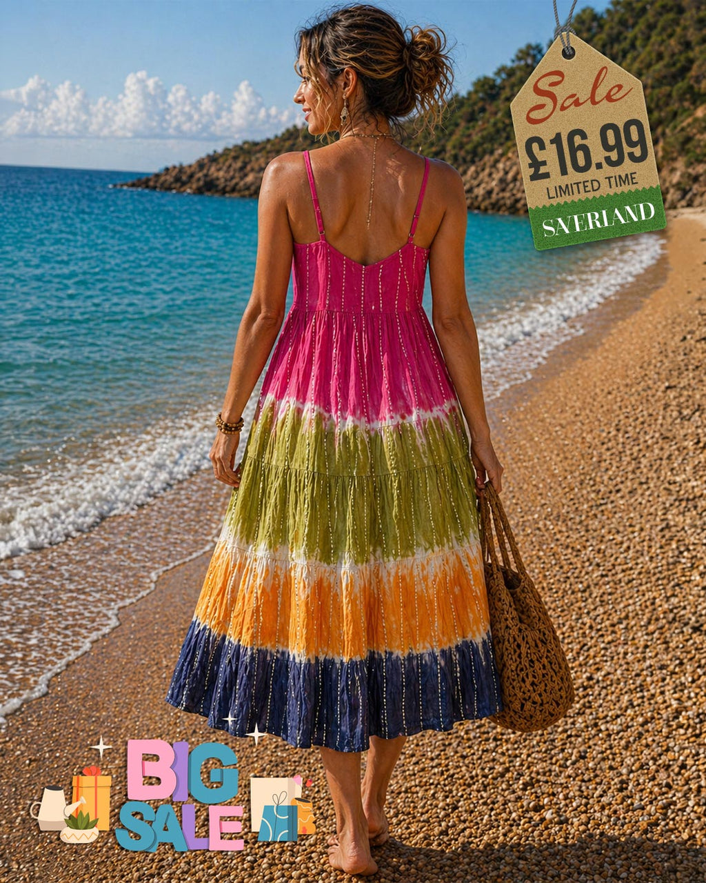 Tie-Dye Multicolour Maxi Slip Dress
