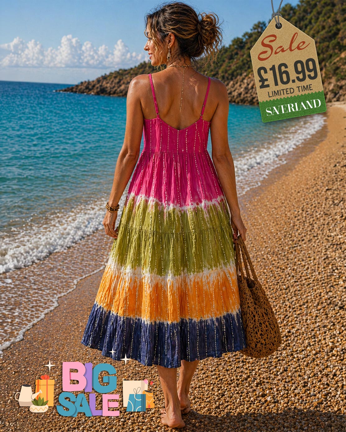 Tie-Dye Multicolour Maxi Slip Dress