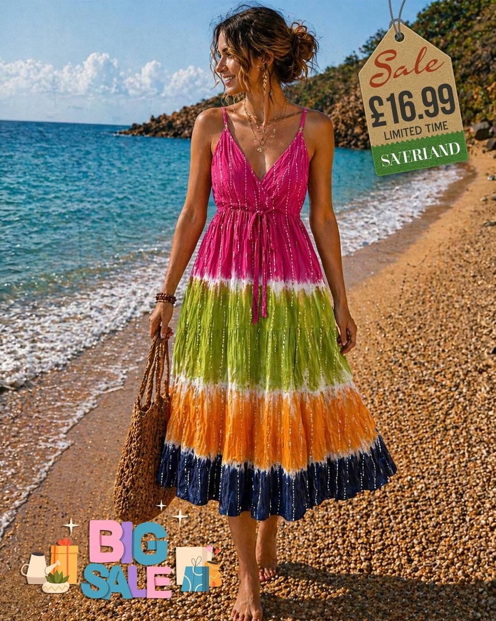 Tie-Dye Multicolour Maxi Slip Dress
