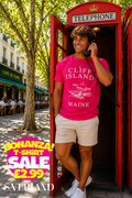 Men's hot pink Cliff Island Maine nautical graphic t-shirt