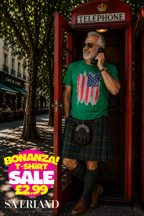 Green men's t-shirt with distressed American flag graphic print