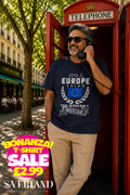 Navy blue t-shirt with 'It's a Europe Thing You Wouldn't Understand' slogan and EU flag graphic