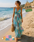 Turquoise Patch Multicolour Maxi Summer Dress