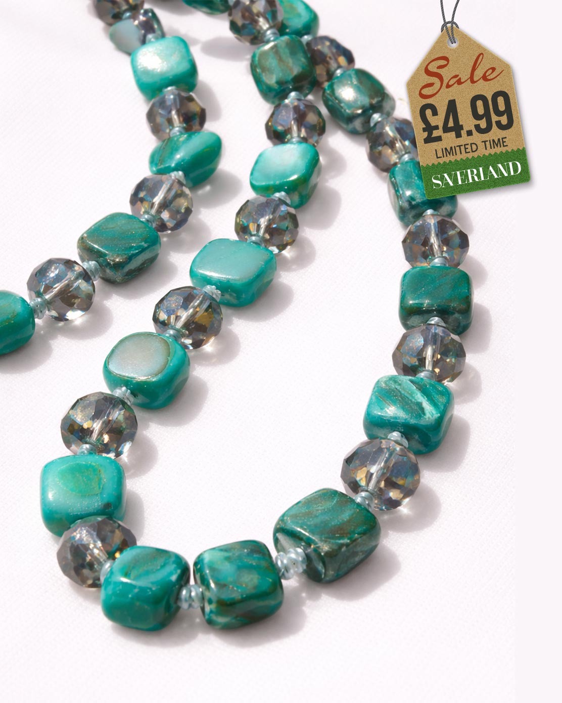 Teal Tone Shell Beads Necklace