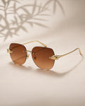 Premium Rimless Sunglasses - Brown Tint