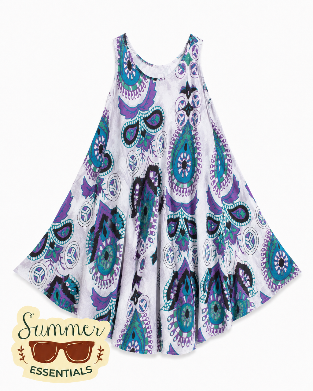 Purple & White Floral Summer Dress