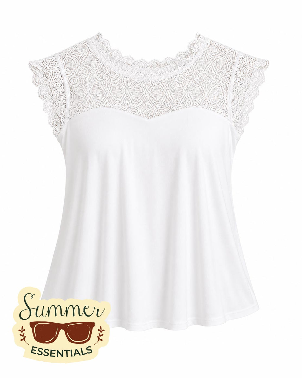 Elegant Lace Detail Top - White